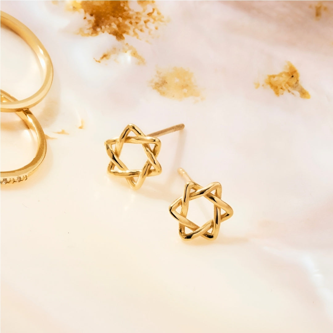 Star of David Woven Earrings