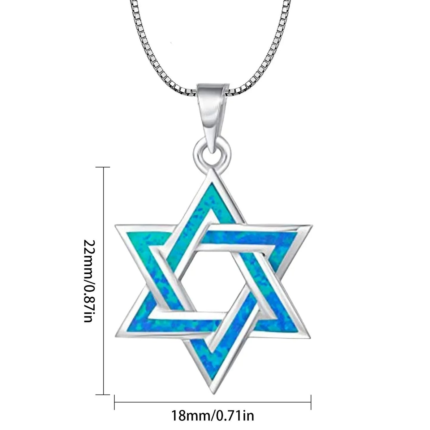 Star Of David Blue Opal Pendant