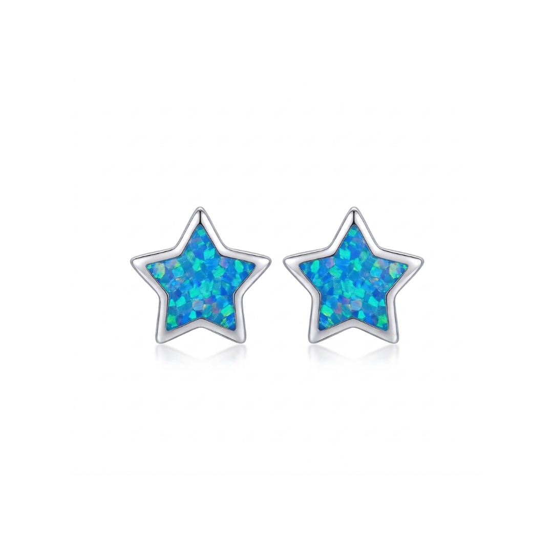 Blue Opal Stud Earrings
