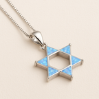 Star Of David Blue Opal Jewel Pendant