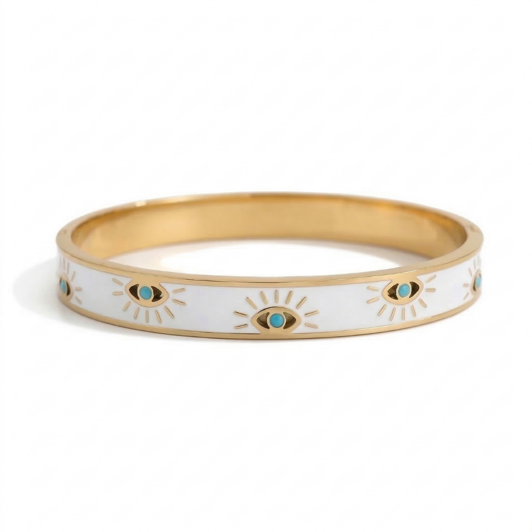 Evil Eye Gold Cuff Bracelet