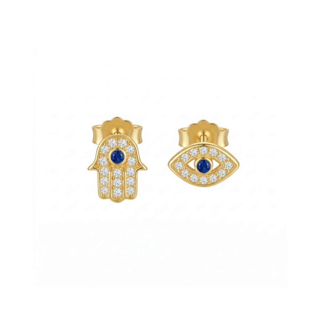 Hamsa Eye Stud Earrings