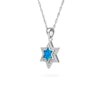 Star Of David Blue Opal Inset Pendant