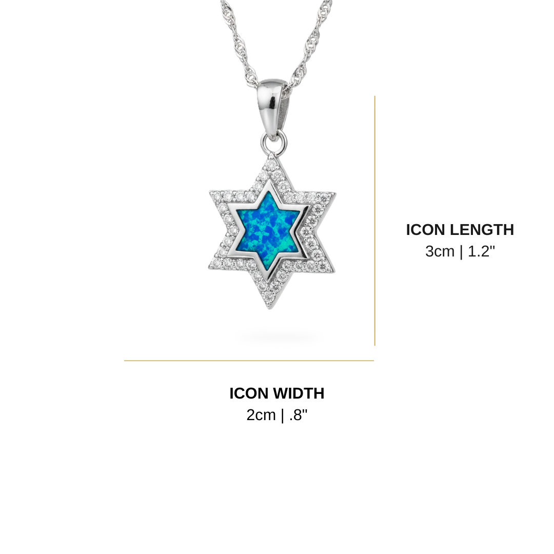 Star Of David Blue Opal Inset Pendant