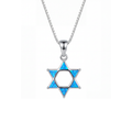 Star Of David Blue Opal Jewel Pendant