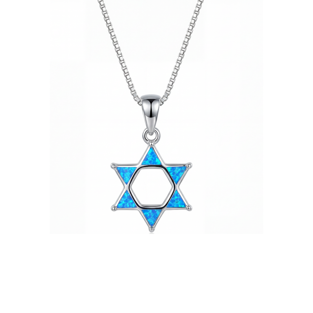 Star Of David Blue Opal Jewel Pendant