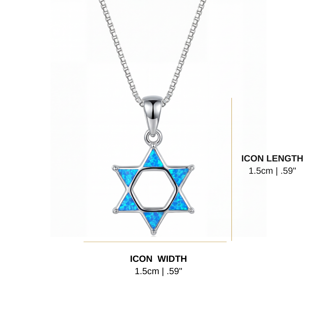 Star Of David Blue Opal Jewel Pendant