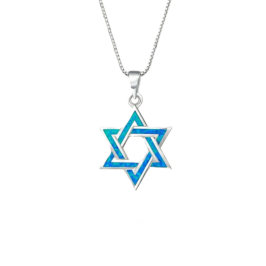 Star Of David Blue Opal Pendant