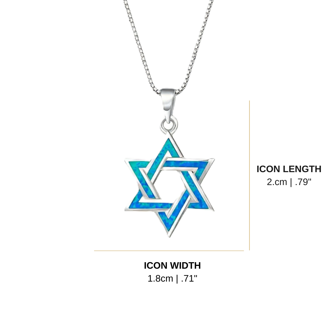 Star Of David Blue Opal Pendant