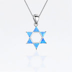 Star Of David Blue Opal Jewel Pendant