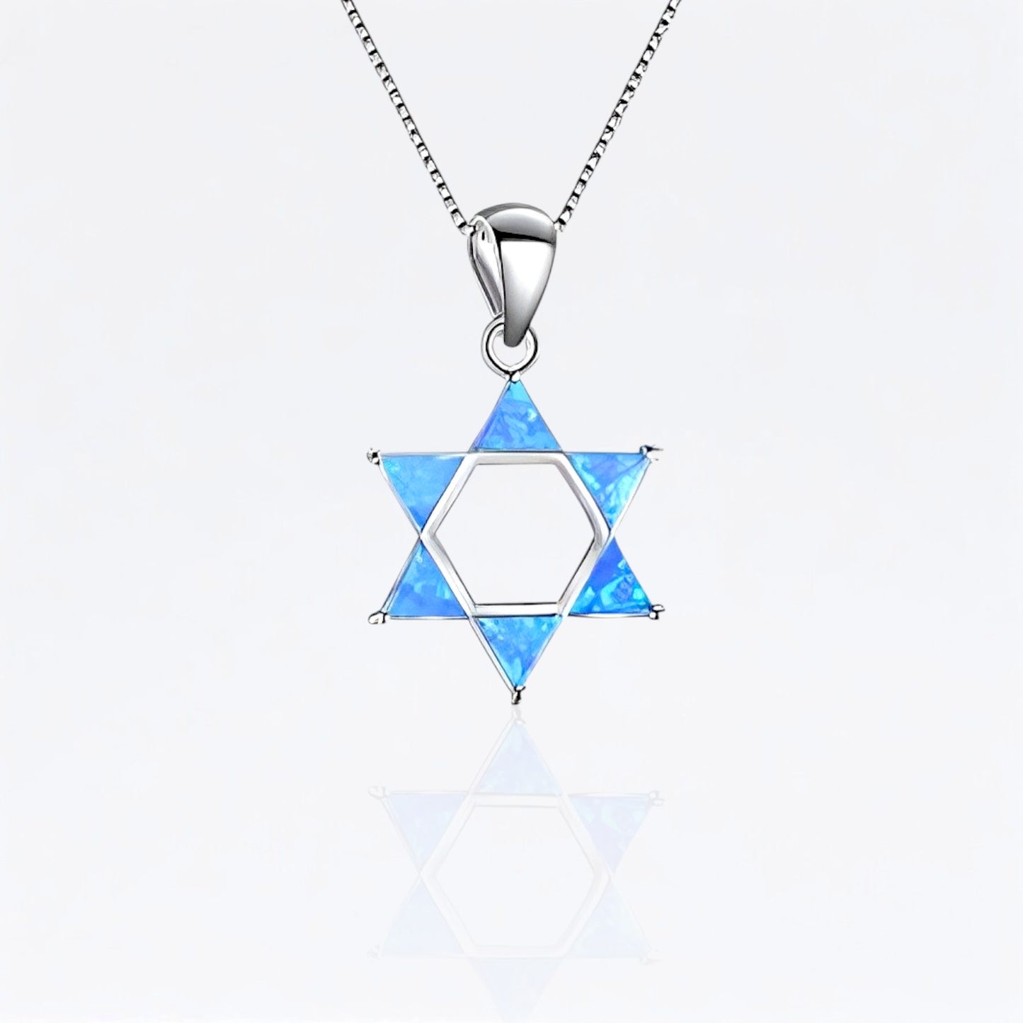 Star Of David Blue Opal Jewel Pendant
