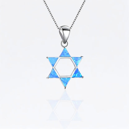 Star Of David Blue Opal Jewel Pendant
