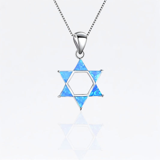 Star Of David Blue Opal Jewel Pendant