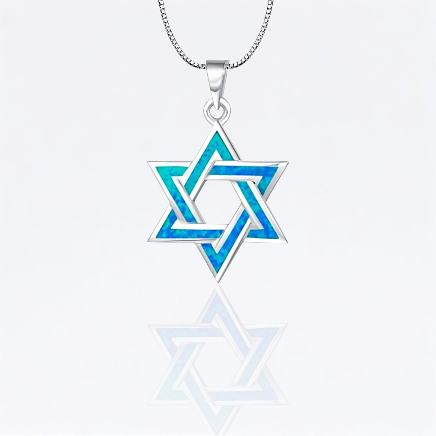 Star Of David Blue Opal Pendant