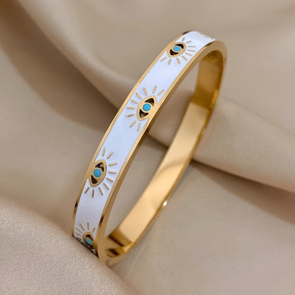 Evil Eye Gold Cuff Bracelet