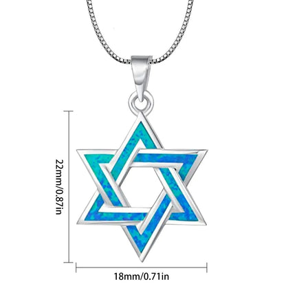 Star Of David Blue Opal Pendant