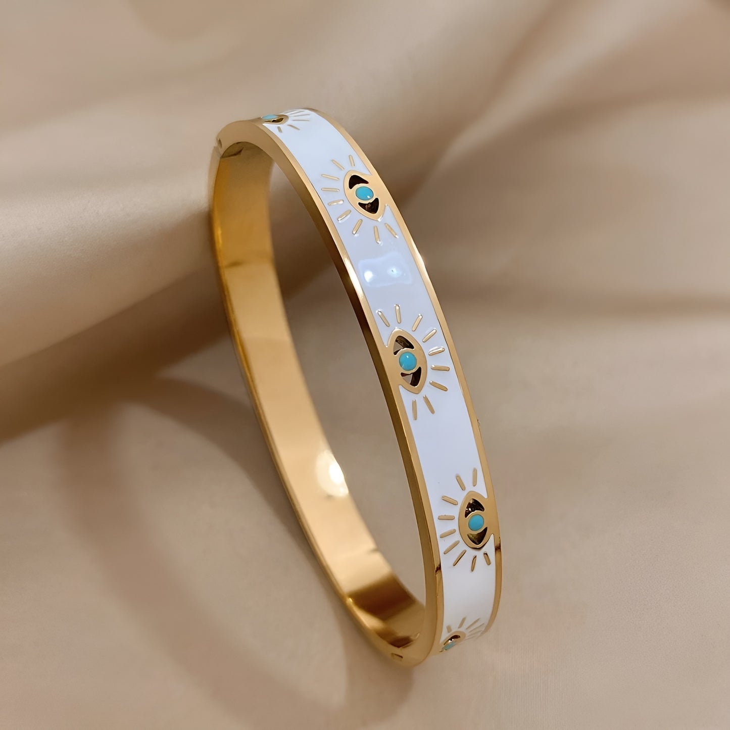 Evil Eye Gold Cuff Bracelet