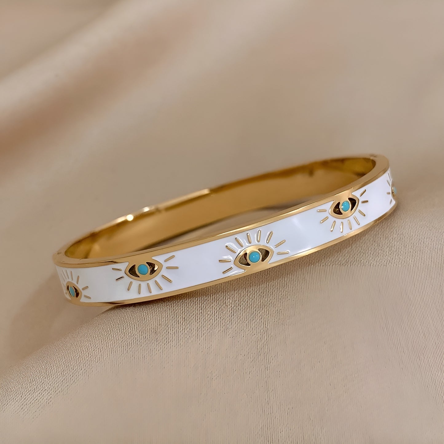 Evil Eye Gold Cuff Bracelet