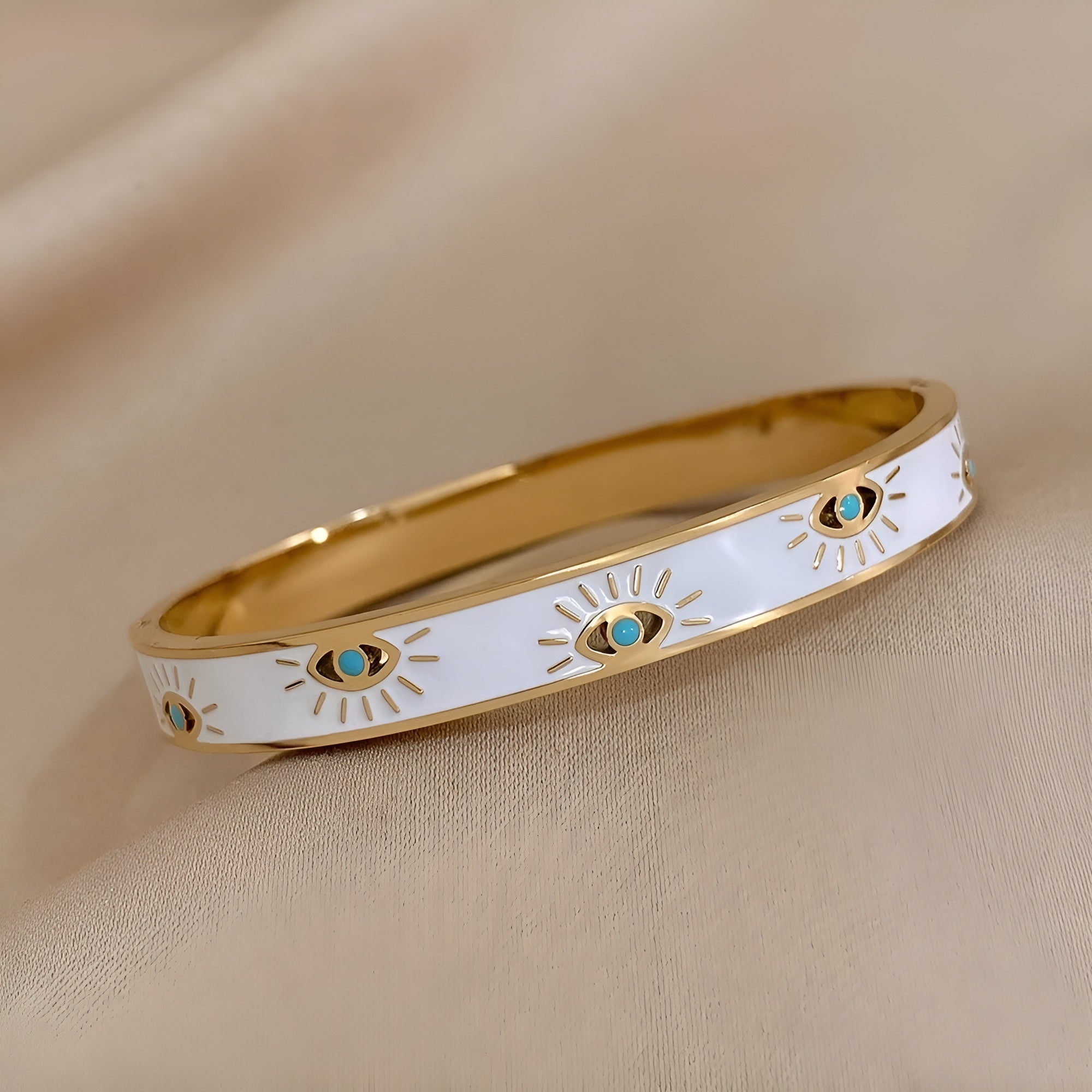Evil Eye Gold Cuff Bracelet