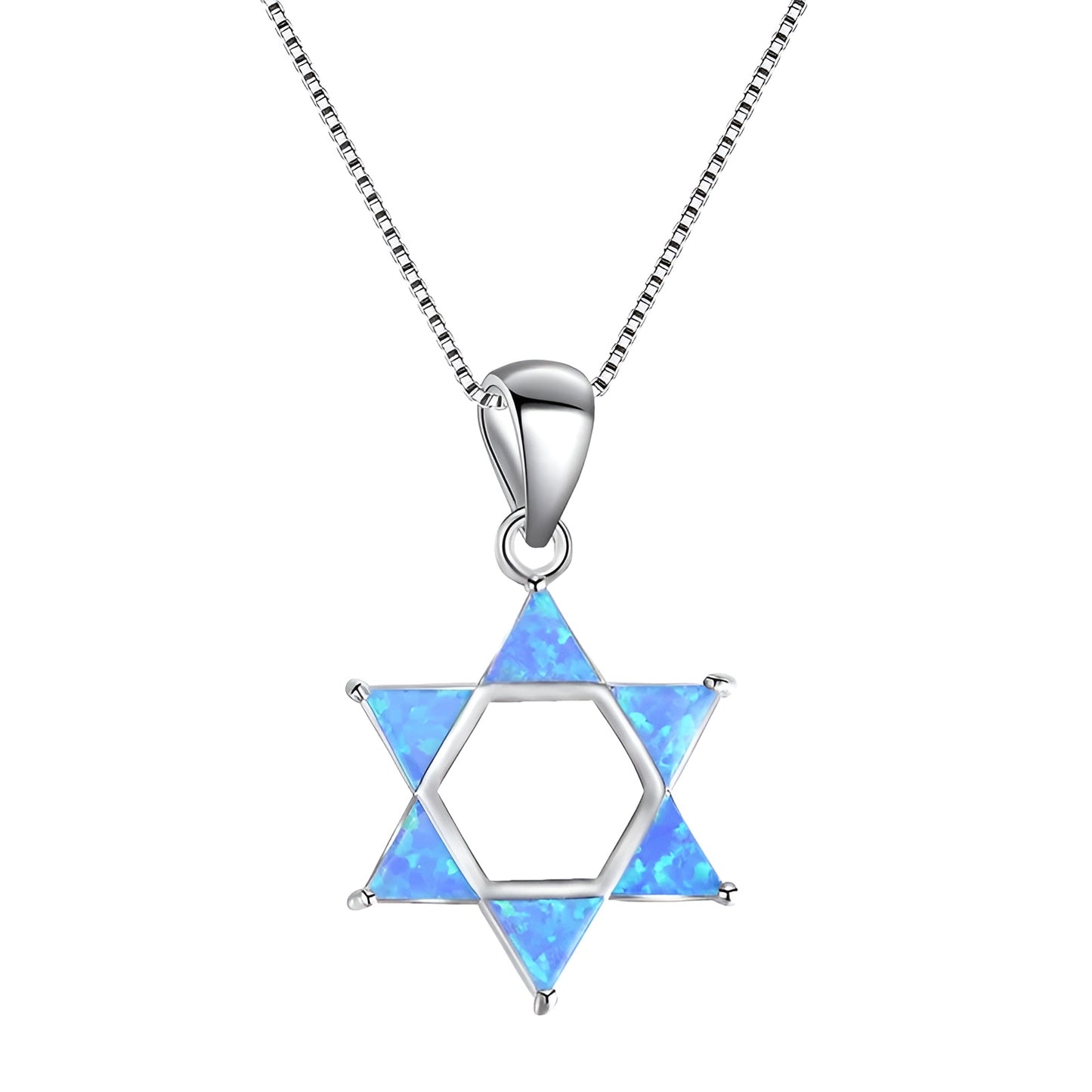 Star Of David Blue Opal Jewel Pendant