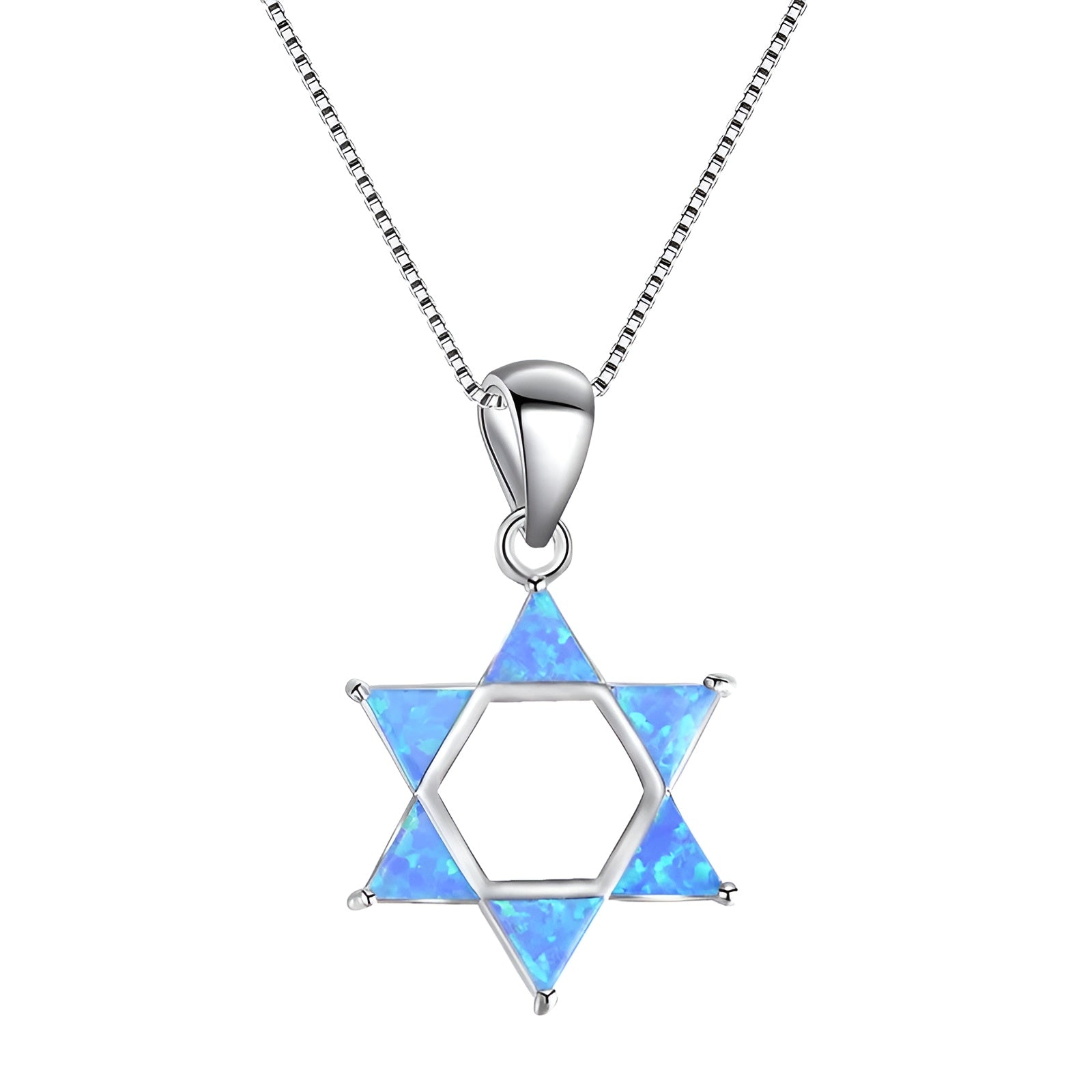 Star Of David Blue Opal Jewel Pendant