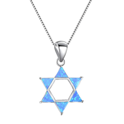 Star Of David Blue Opal Jewel Pendant