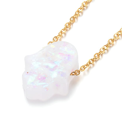 Hamsa Opal Pendant