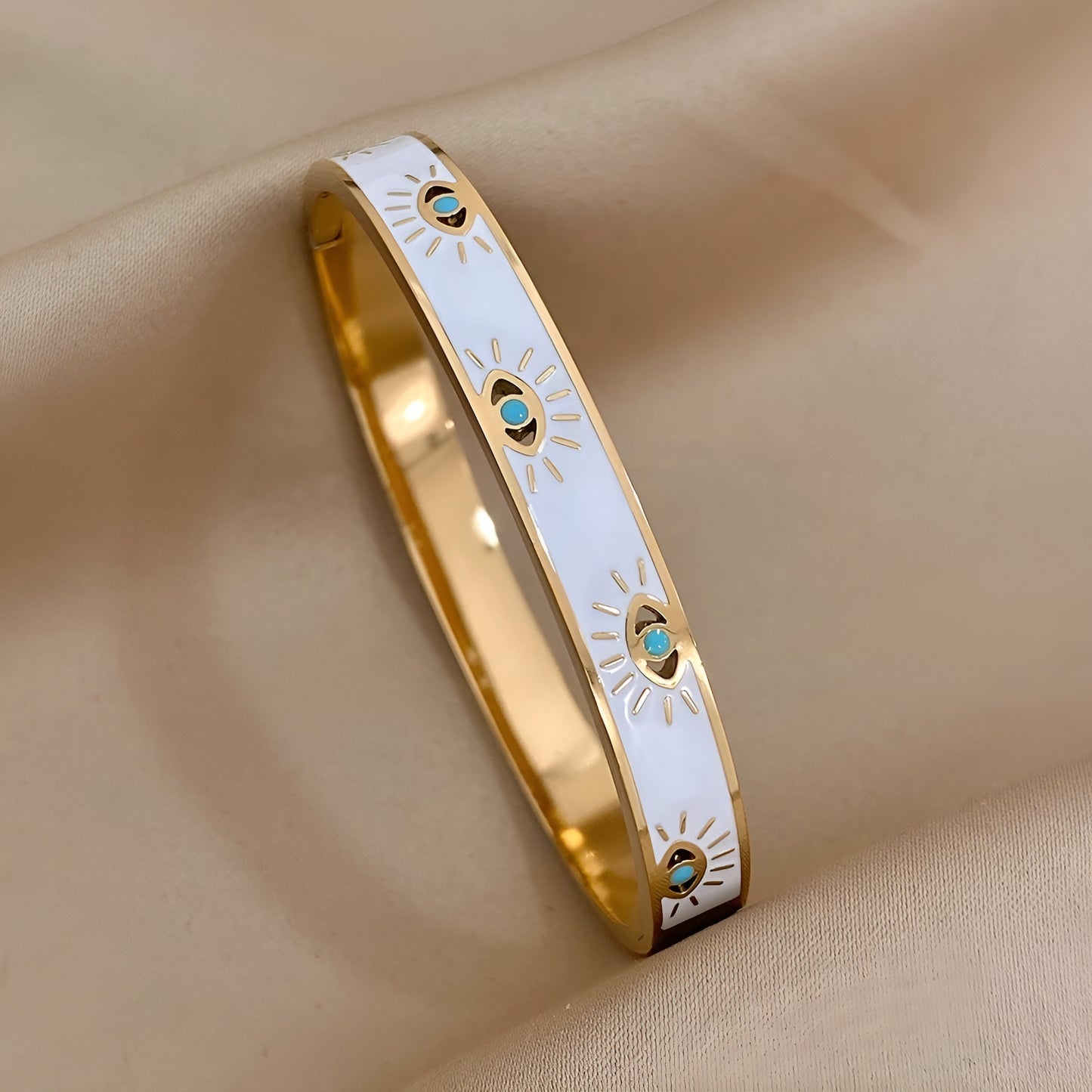 Evil Eye Gold Cuff Bracelet