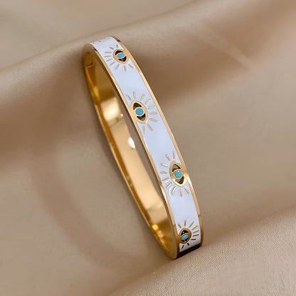 Evil Eye Gold Cuff Bracelet